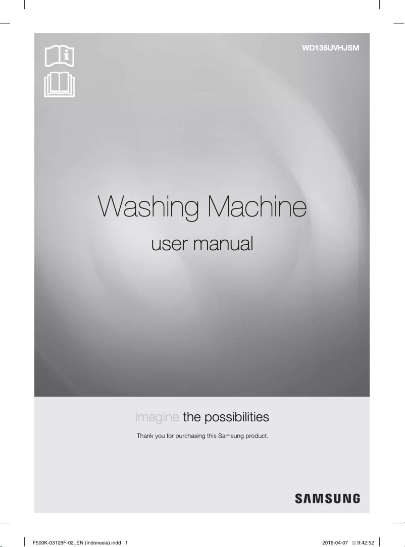 Page 1 de la notice Manuel utilisateur Samsung WD136UVHJSM