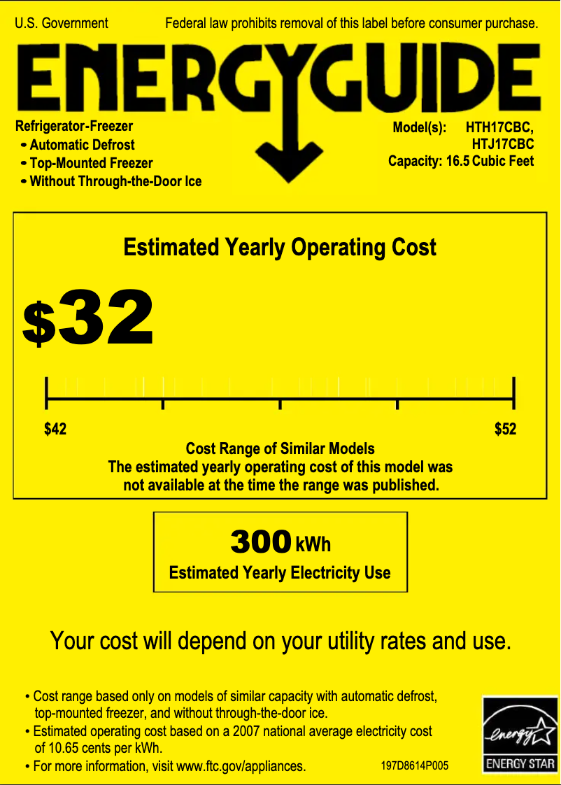Página 1 del manual Etiqueta energética Hotpoint HTJ17CBCSA
