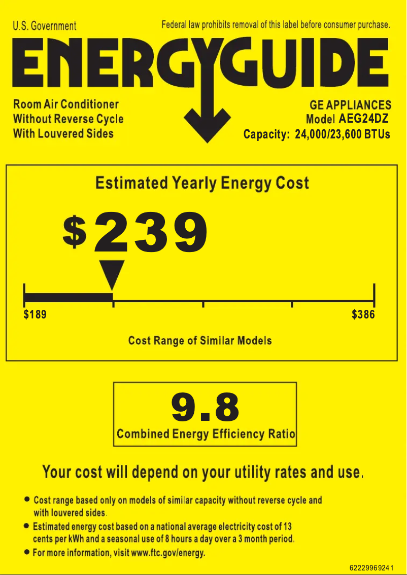 Page n°1 - Label énergétique GE AEG24DZ