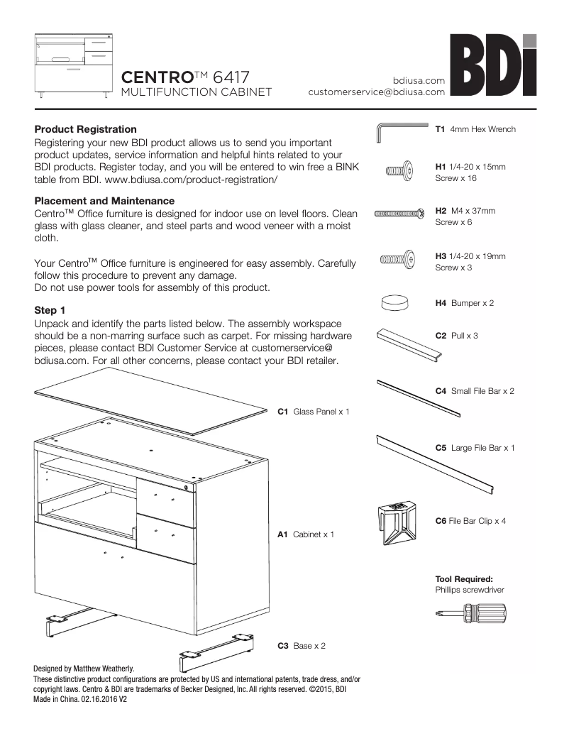 Page 1 de la notice Manuel utilisateur BDI Centro 6417