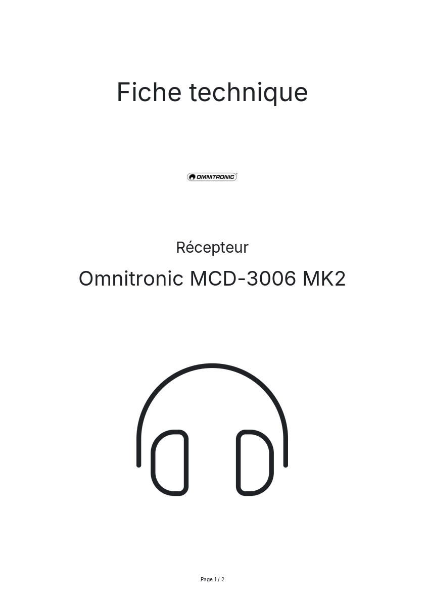 Image de la première page du manuel de l'appareil MCD-3006 MK2