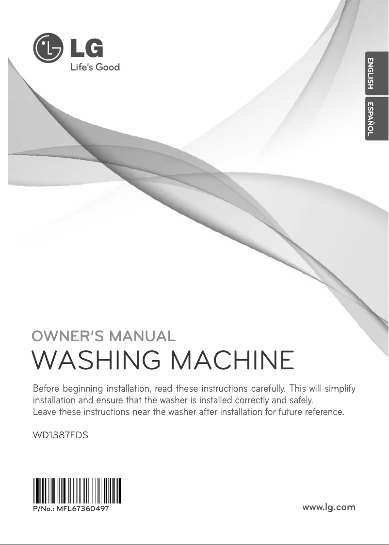 Page 1 de la notice Manuel utilisateur LG WM1873FDS