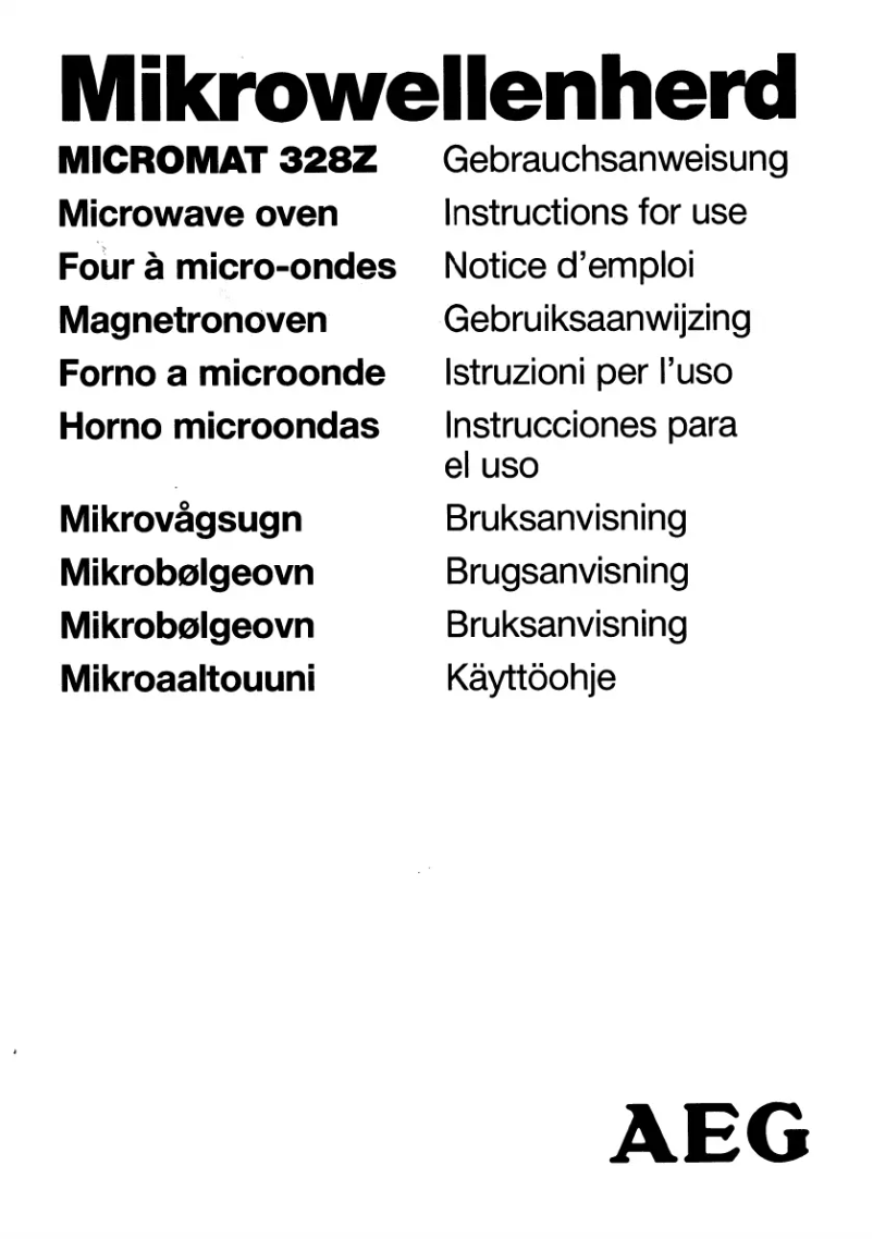 Page n°1 - Manuel utilisateur AEG Micromat 328