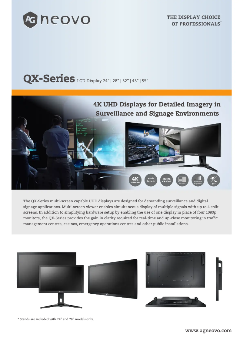 Page 1 de la notice Fiche technique AG Neovo QX-55