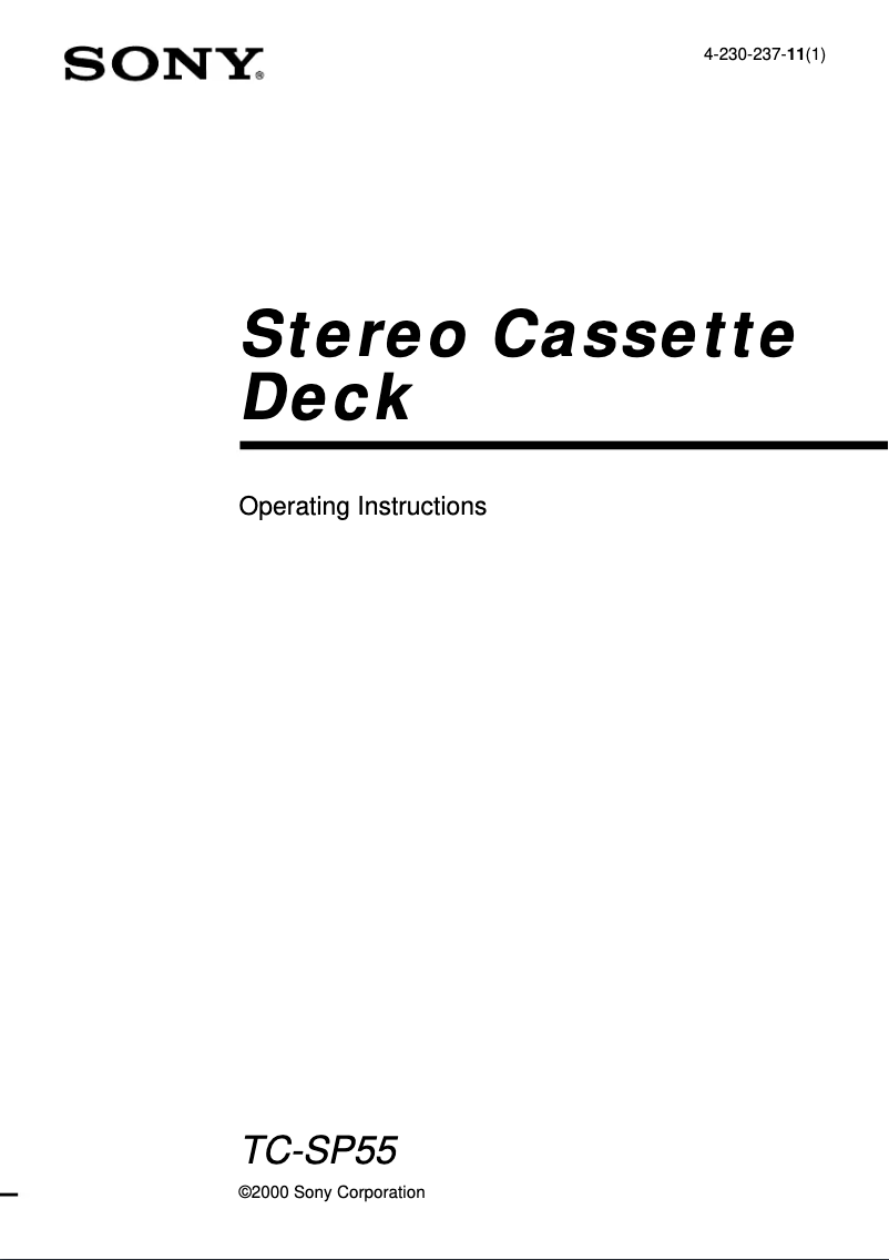 Page 1 de la notice Manuel utilisateur Sony TC-SP55