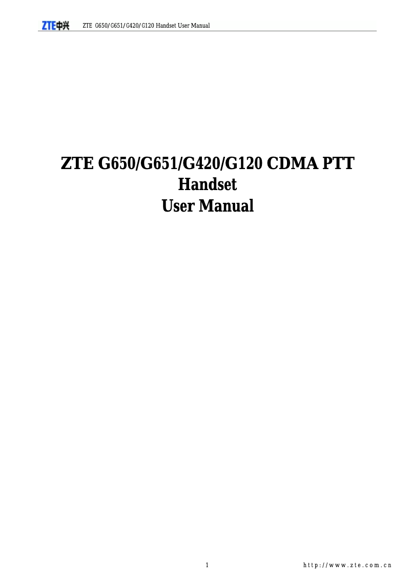 Page 1 de la notice Manuel utilisateur ZTE G-120