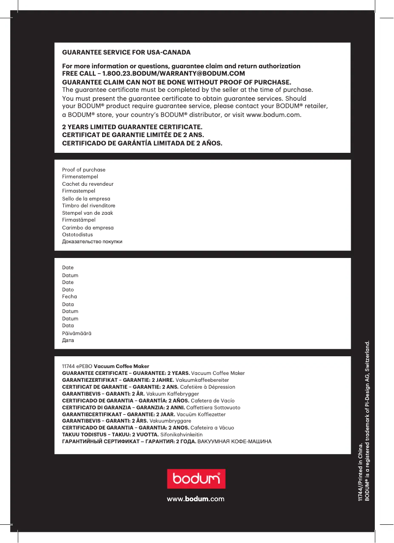 Page 1 de la notice Manuel utilisateur Bodum ePEBO 1.0 L