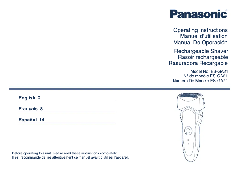 Página 1 del manual Manual de usuario Panasonic ES-GA21