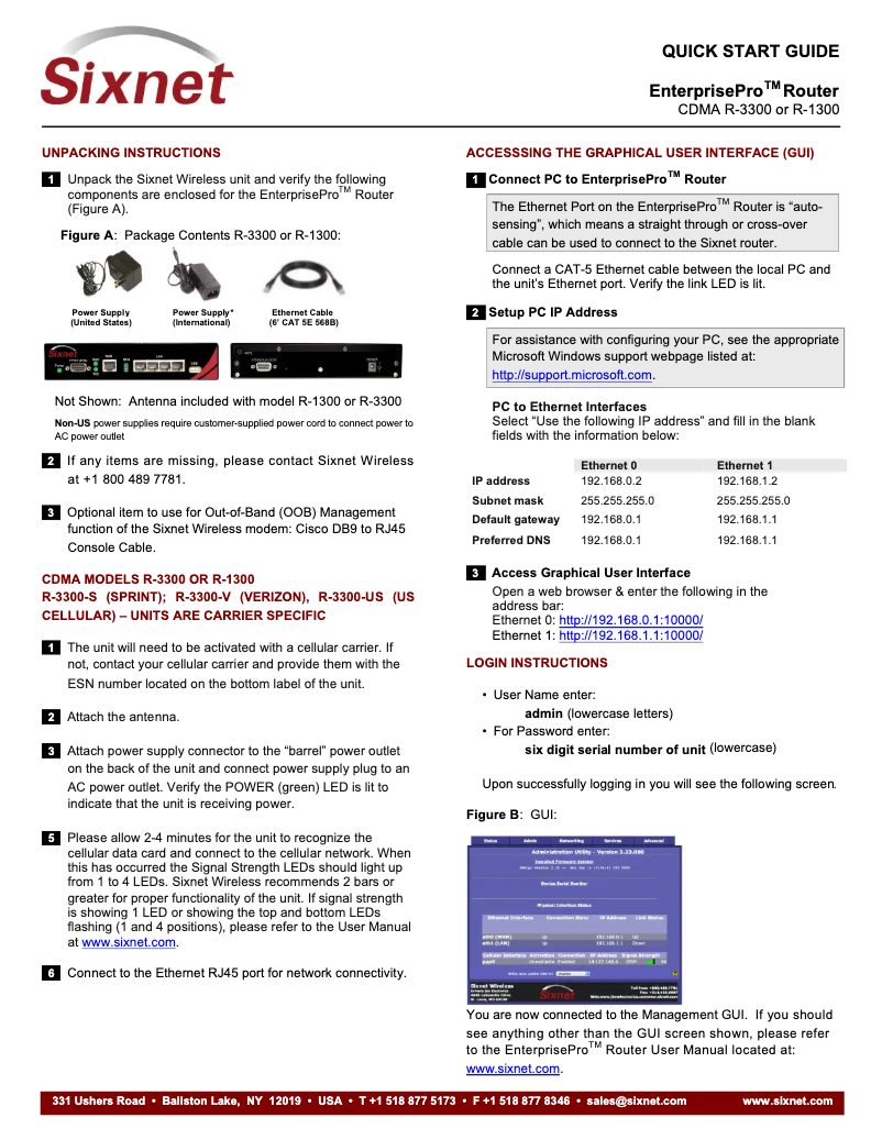 Page n°1 - Manuel utilisateur Sixnet EnterprisePro R-1300