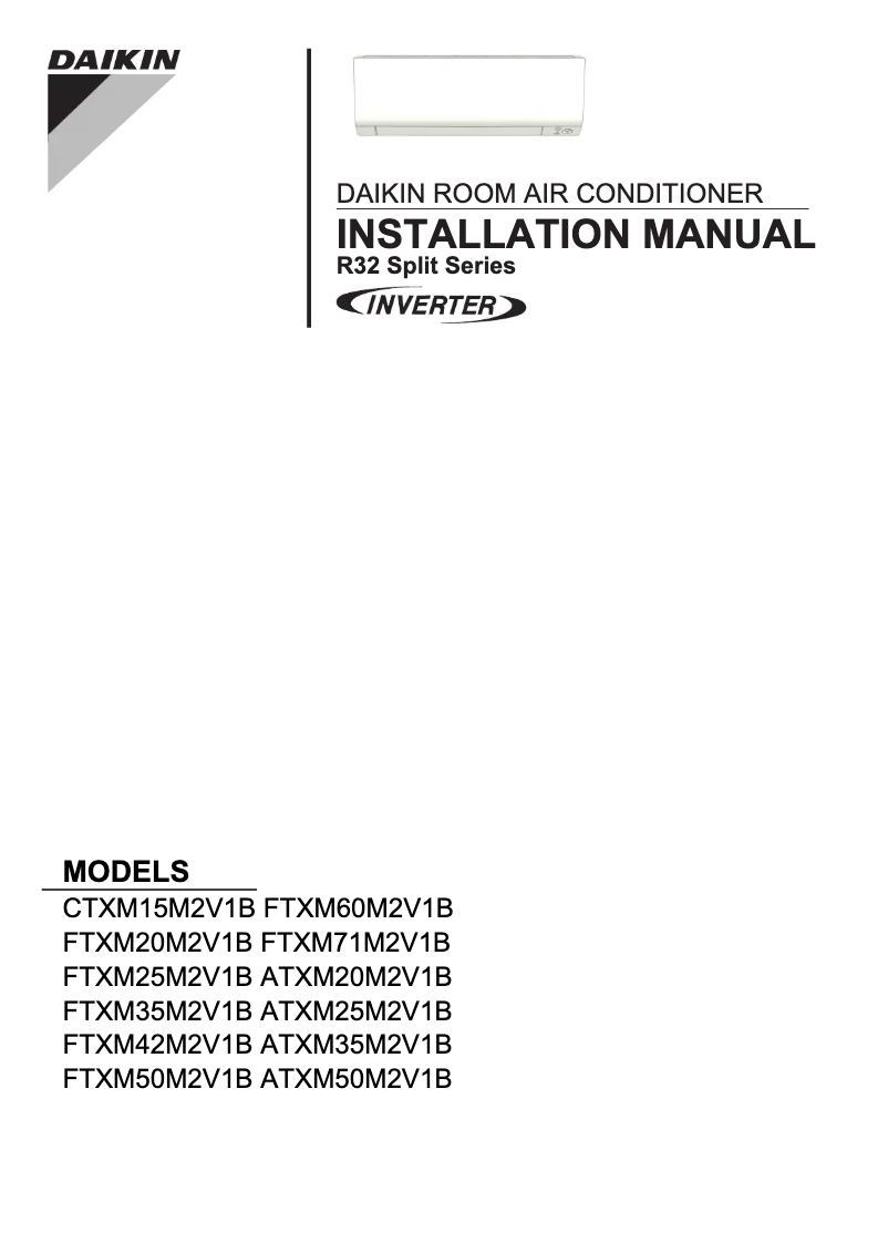 Page 1 de la notice Guide d'installation Daikin FTXM42M2V1B