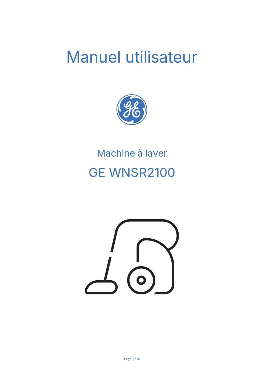 Page n°1 - Manuel utilisateur GE WNSR2100