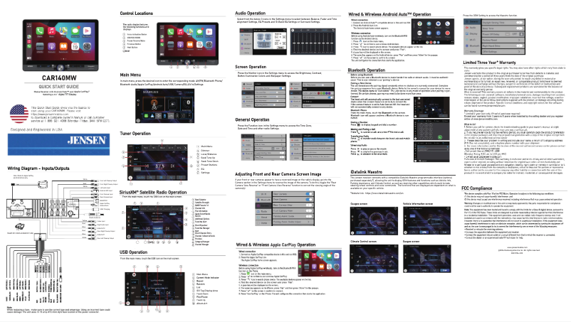 Page 1 de la notice Guide de démarrage rapide Jensen CAR140MW