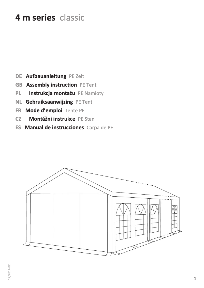 Page n°1 - Manuel utilisateur Profizelt24 4 m series classic