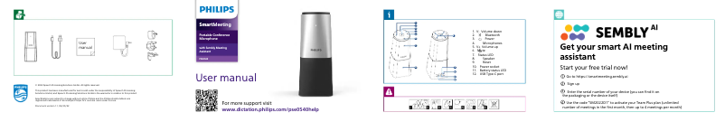 Page 1 de la notice Manuel utilisateur Philips PSE0540