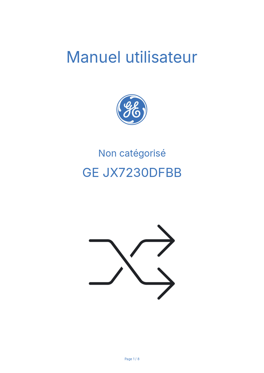 Page n°1 - Manuel utilisateur GE JX7230DFBB