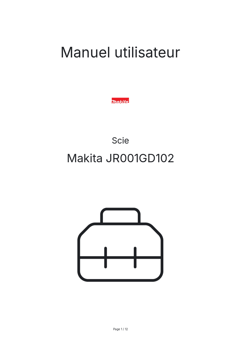 Page n°1 - Manuel utilisateur Makita JR001GD102