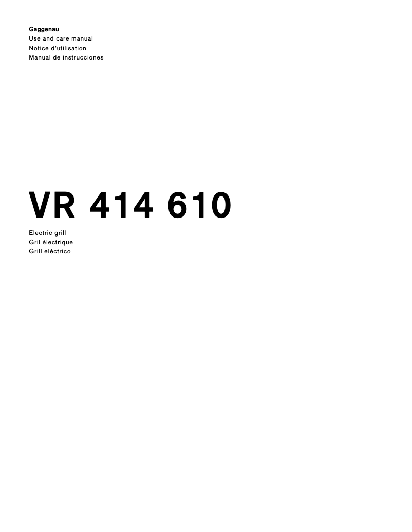 Page n°1 - Manuel utilisateur Gaggenau VR414610