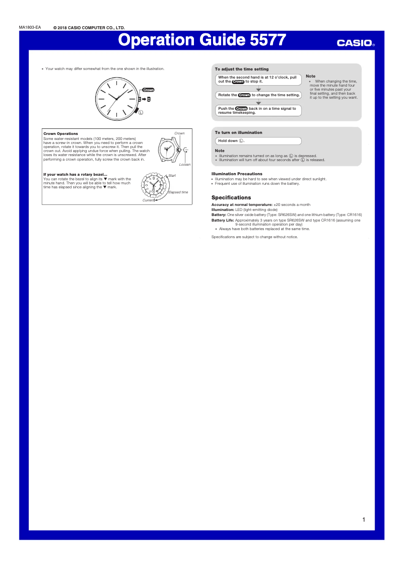 Page 1 de la notice Manuel utilisateur Casio Collection MWC-100H-1AVEF