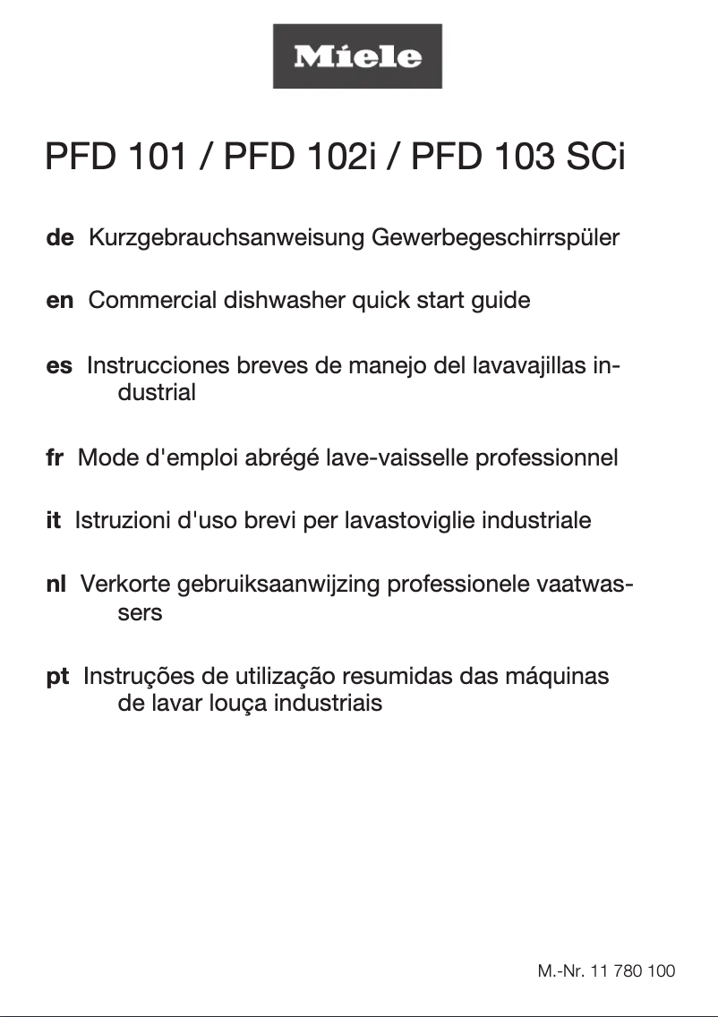 Page 1 de la notice Manuel utilisateur Miele PFD 101 U