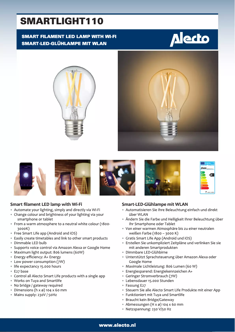 Page n°1 - Manuel utilisateur Alecto SMARTLIGHT110