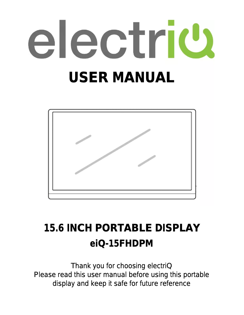 Page 1 de la notice Manuel utilisateur ElectriQ eiQ-15FHDPMT