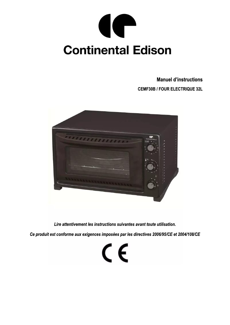 Page n°1 - Manuel utilisateur Continental Edison CEMF30B