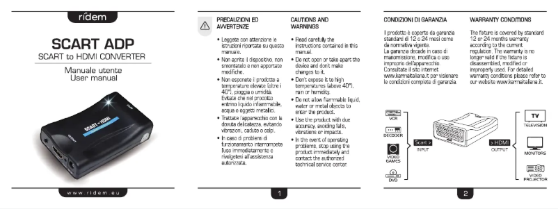 Page n°1 - Manuel utilisateur Ridem SCART ADP