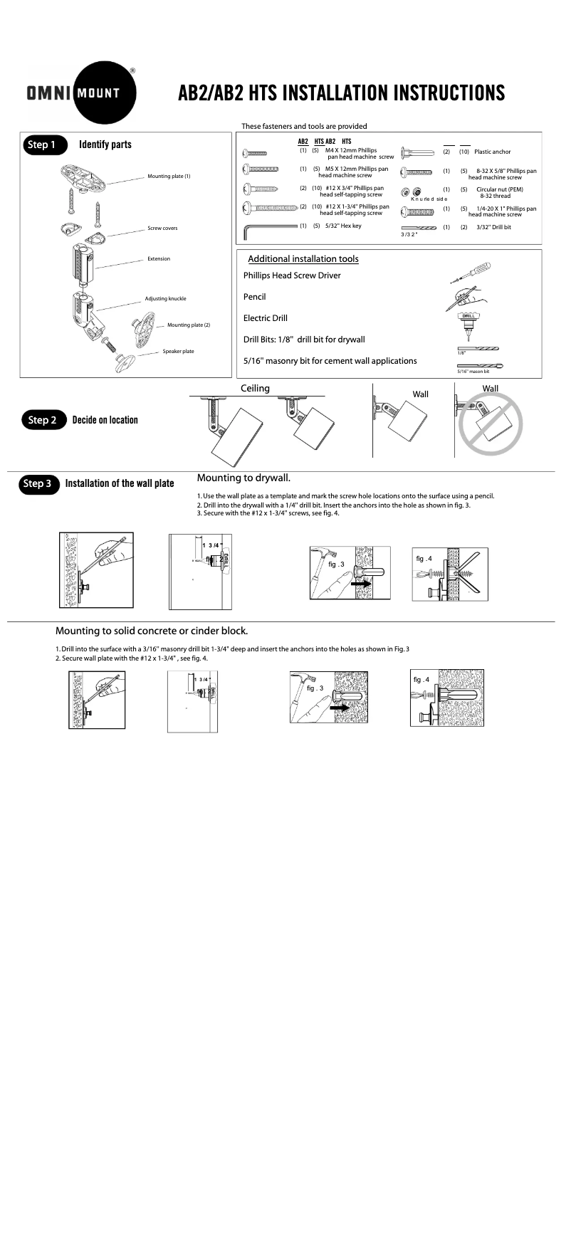 Page 1 de la notice Manuel utilisateur Peerless-AV DMU50SM