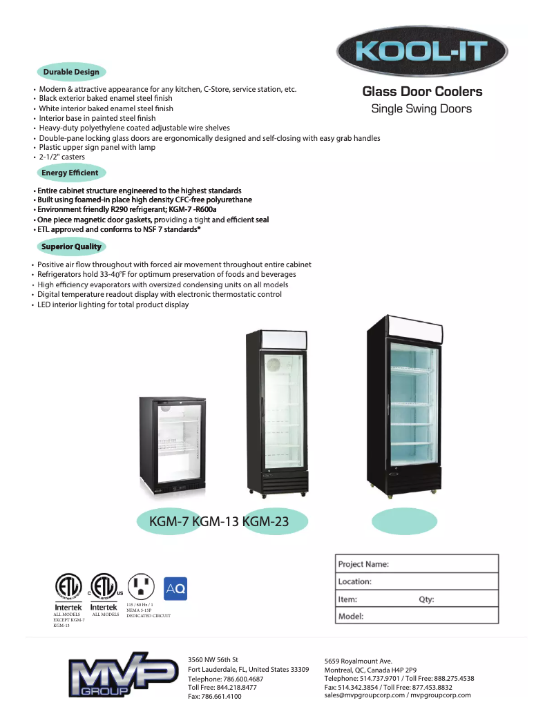 Page 1 de la notice Manuel utilisateur Kool-It KGM-23