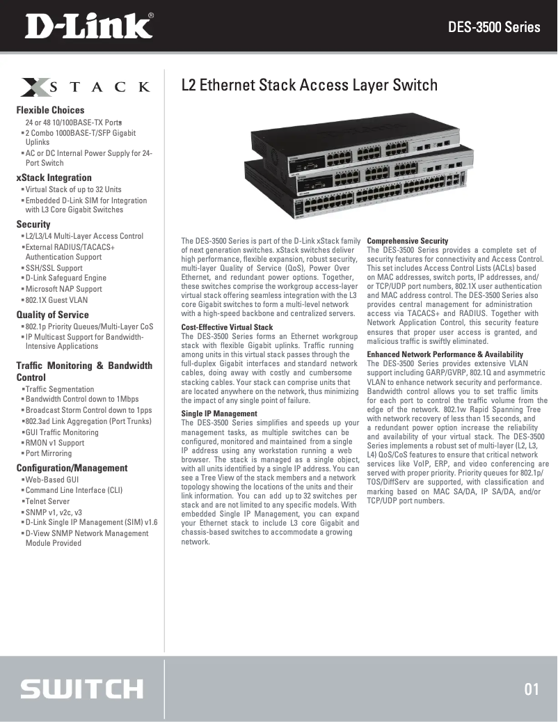 Page n°1 - Fiche technique D-Link DES-3526DC
