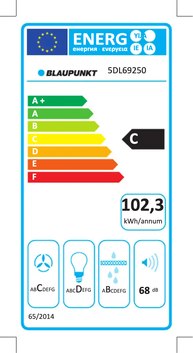 Page n°1 - Label énergétique Blaupunkt 5DL69250