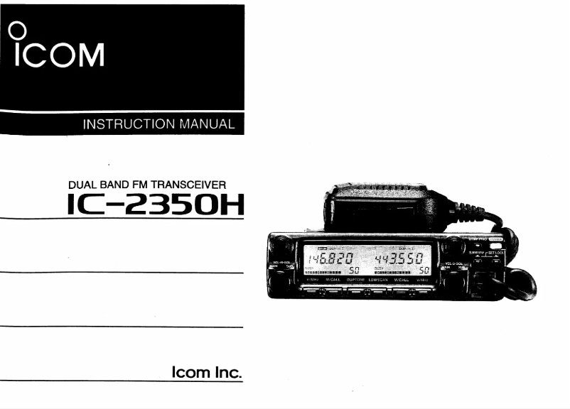 Page 1 de la notice Manuel utilisateur ICOM IC-2350H