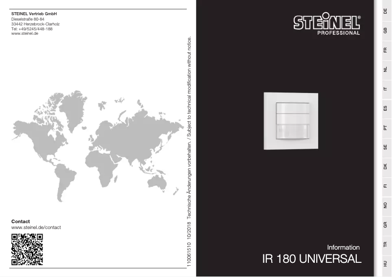 Image de la première page du manuel de l'appareil IR 180 Universal