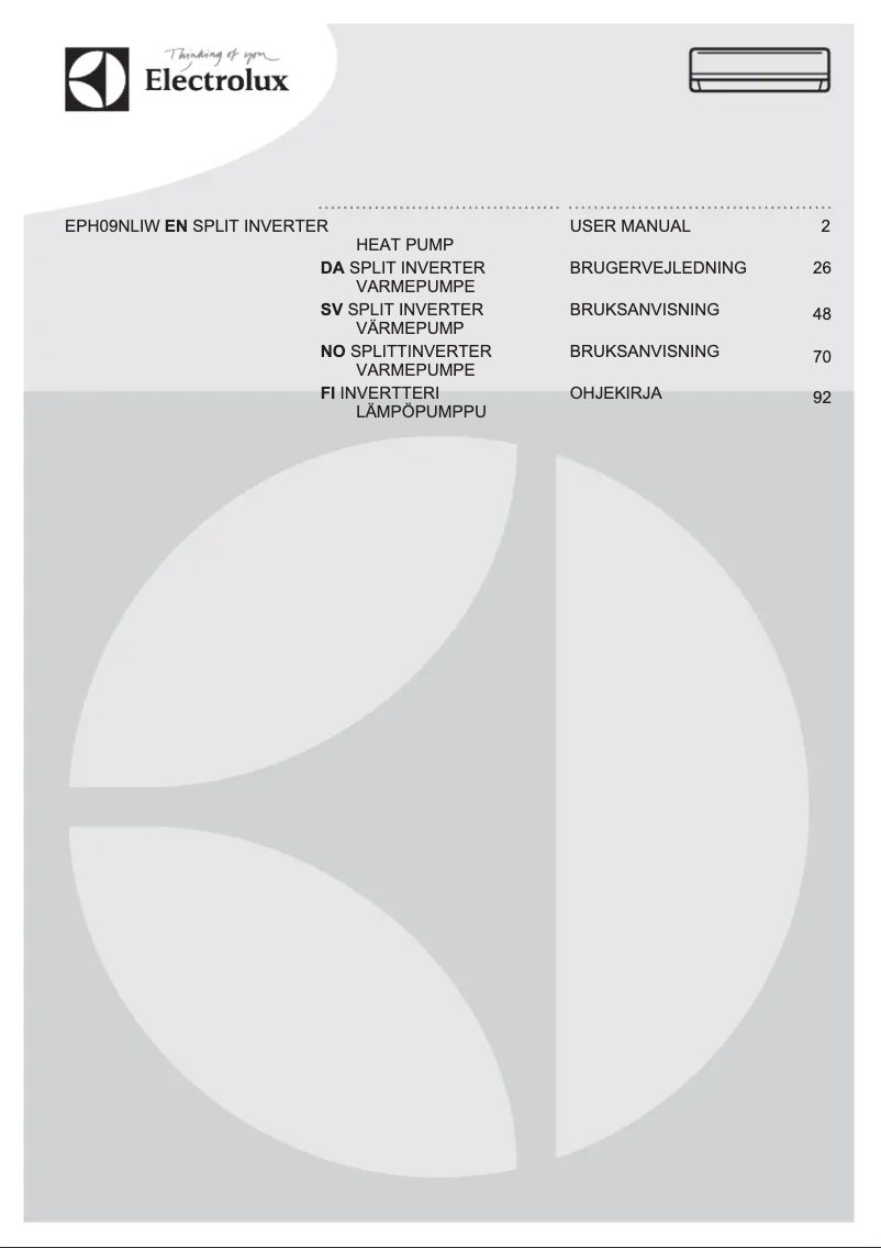 Page n°1 - Manuel utilisateur Electrolux EPH09NLIWI