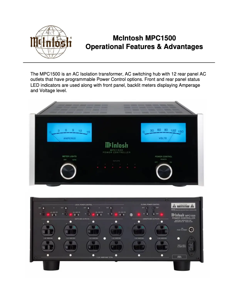 Page 1 of the manual FAQ McIntosh MPC1500