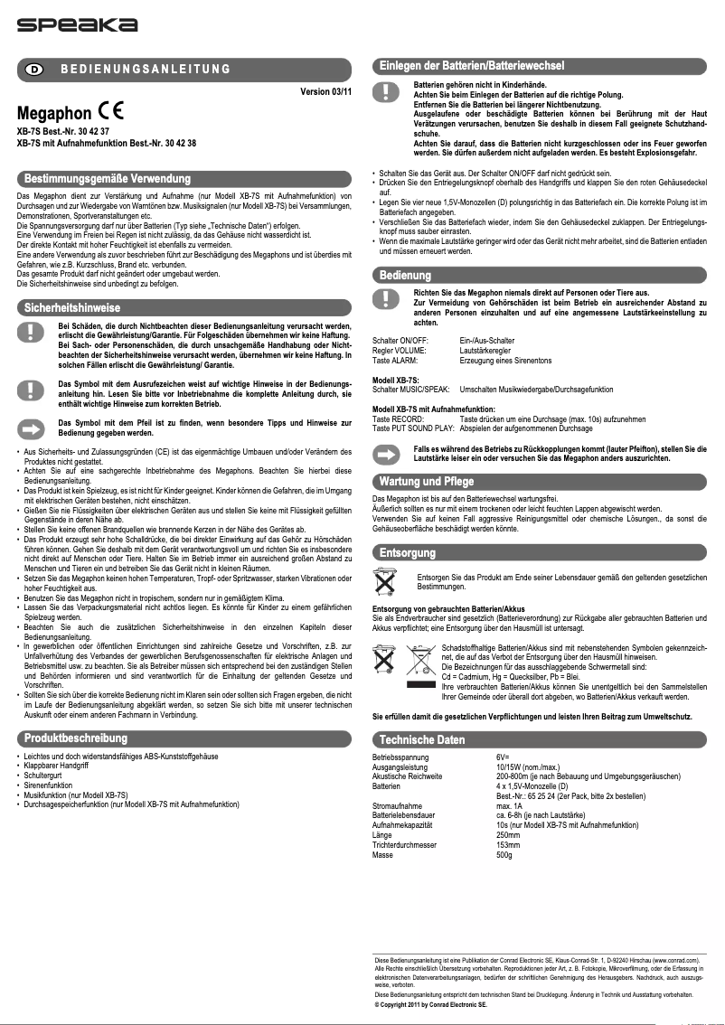 Image de la première page du manuel de l'appareil XB-7S