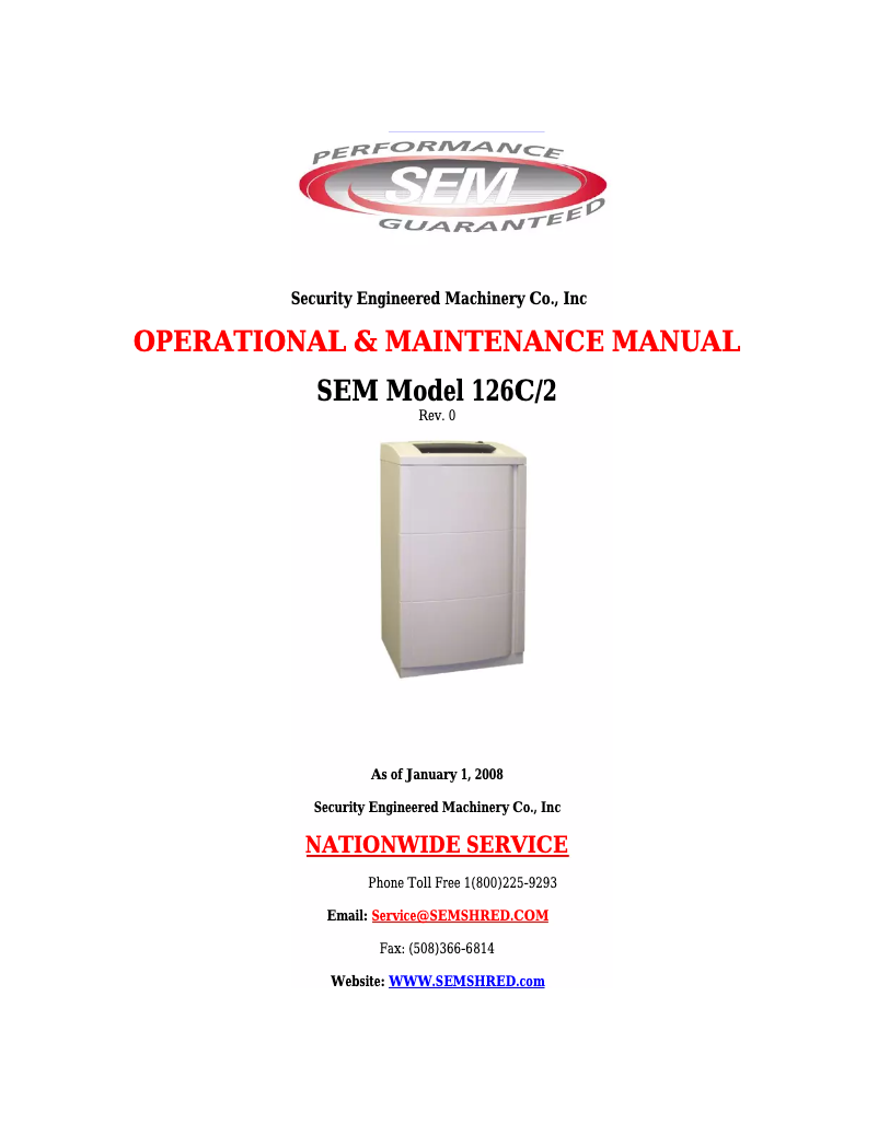 Page n°1 - Manuel utilisateur SEM 126C/2