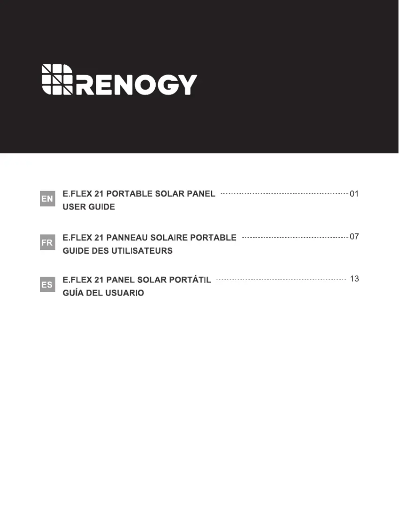 Page n°1 - Manuel utilisateur Renogy E.FLEX 21