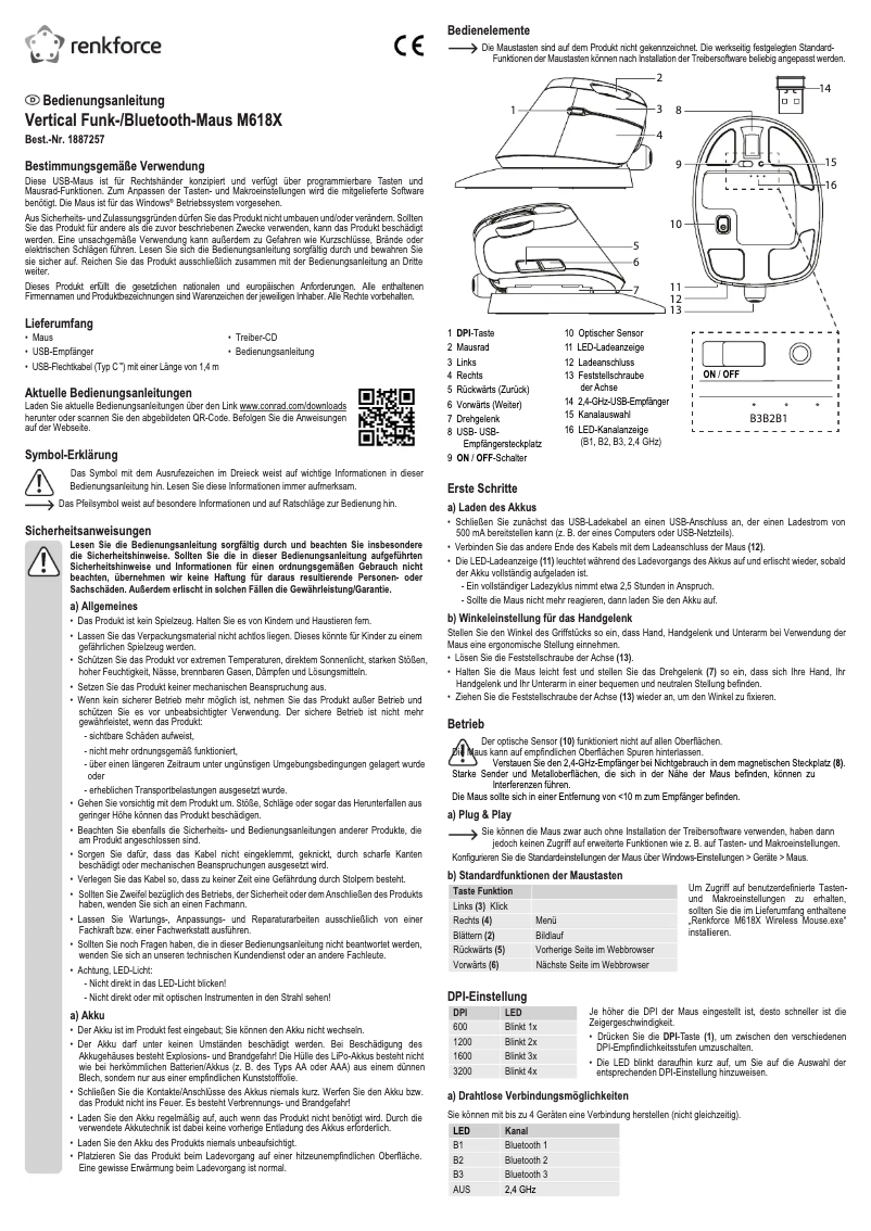 Page 1 de la notice Manuel utilisateur Renkforce M618X