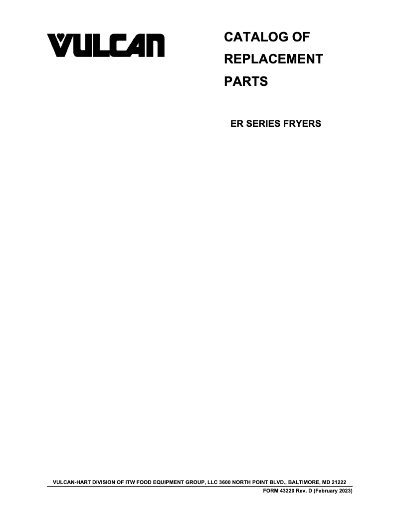 Page 1 de la notice Catalogue Vulcan ER50