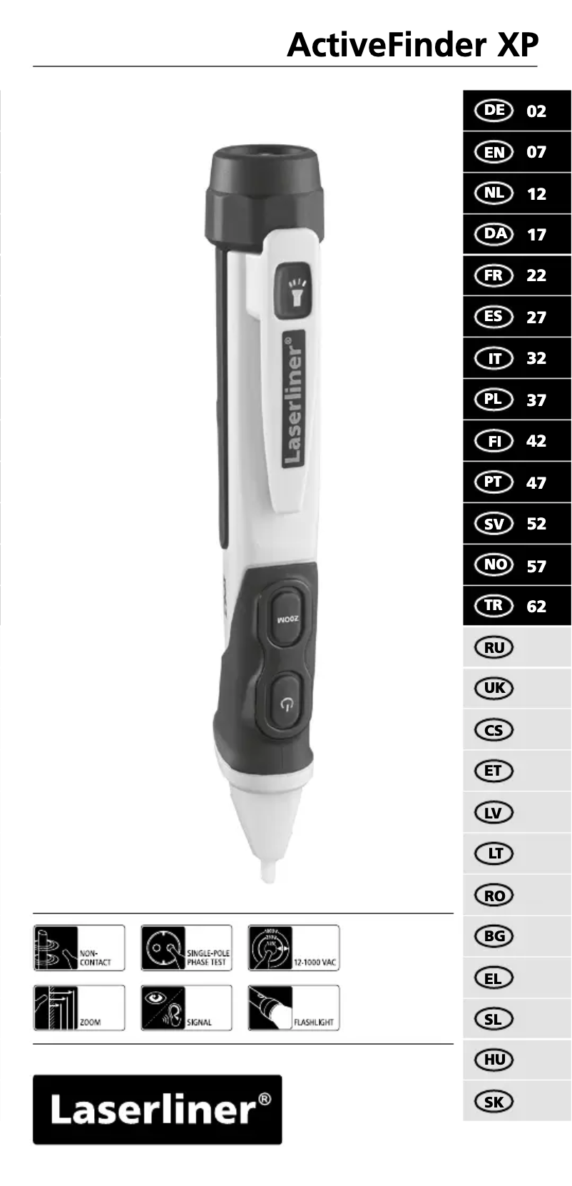 Image de la première page du manuel de l'appareil ActiveFinder XP