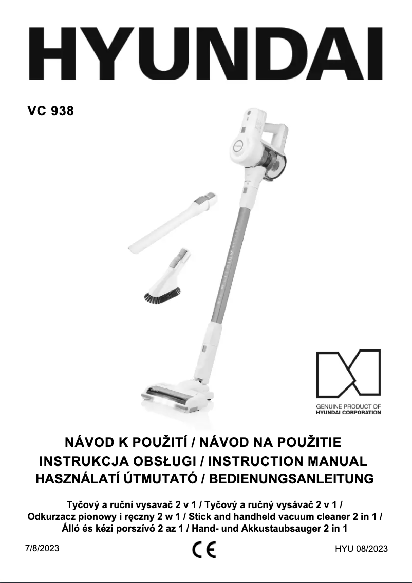 Page 1 de la notice Manuel utilisateur Hyundai VC 938