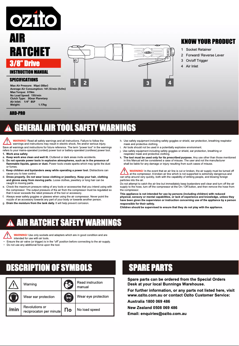 Page n°1 - Manuel utilisateur Ozito ARD-PRO