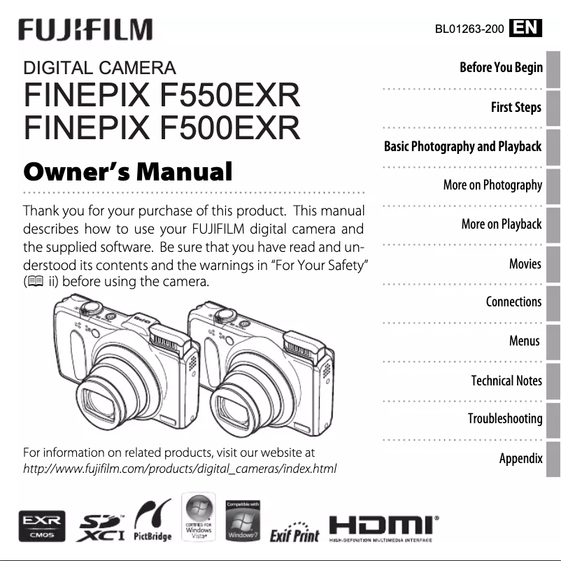 Page n°1 - Manuel utilisateur Fujifilm FinePix F305EXR
