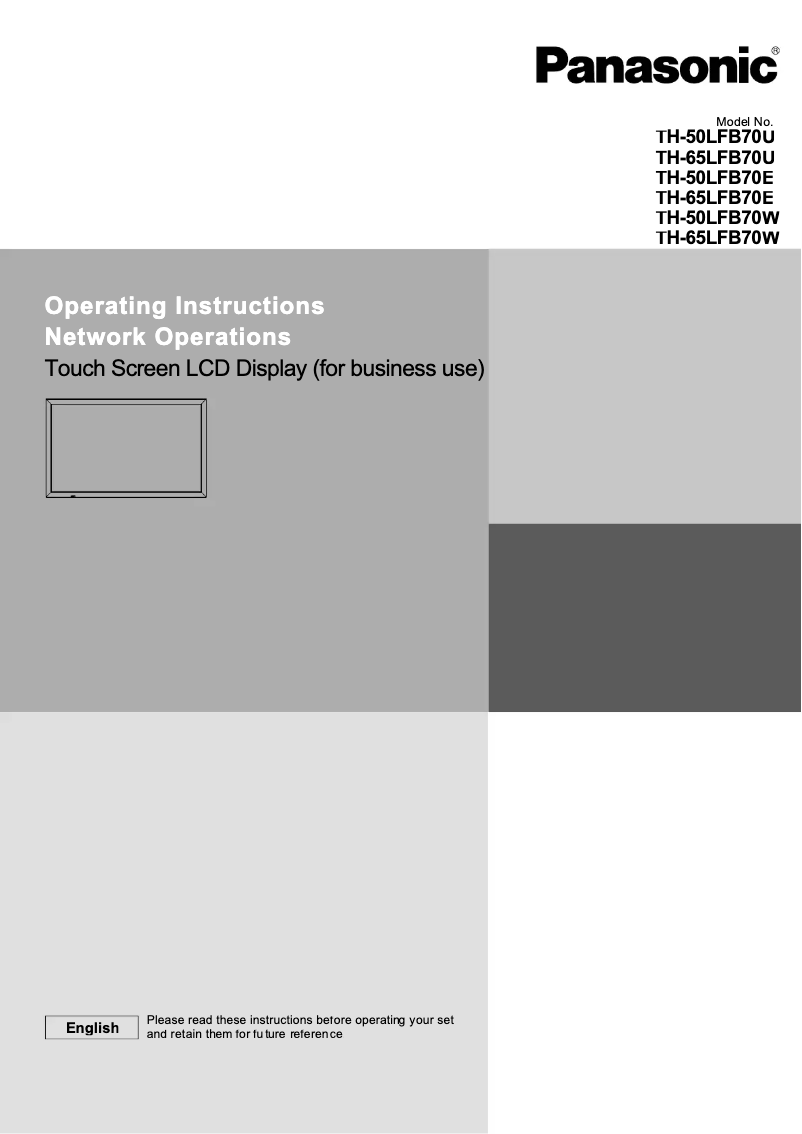 Image de la première page du manuel de l'appareil TH-50LFB70W
