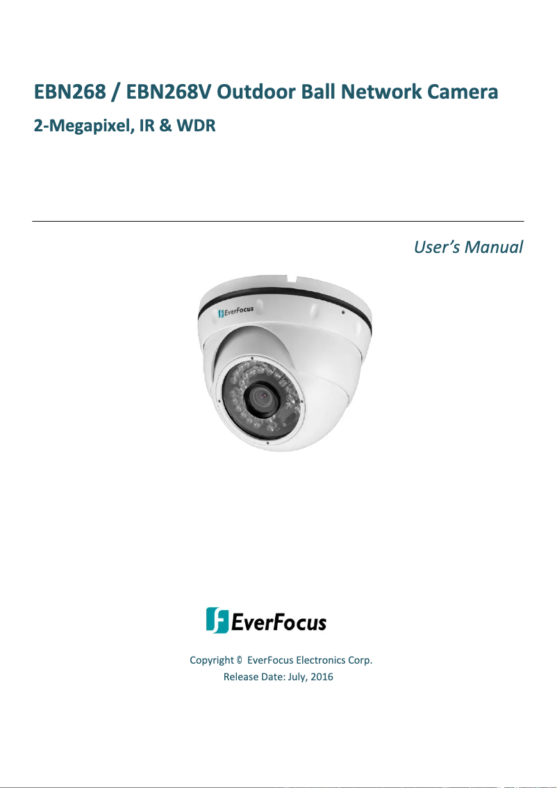 Page n°1 - Manuel utilisateur EverFocus EBN268V