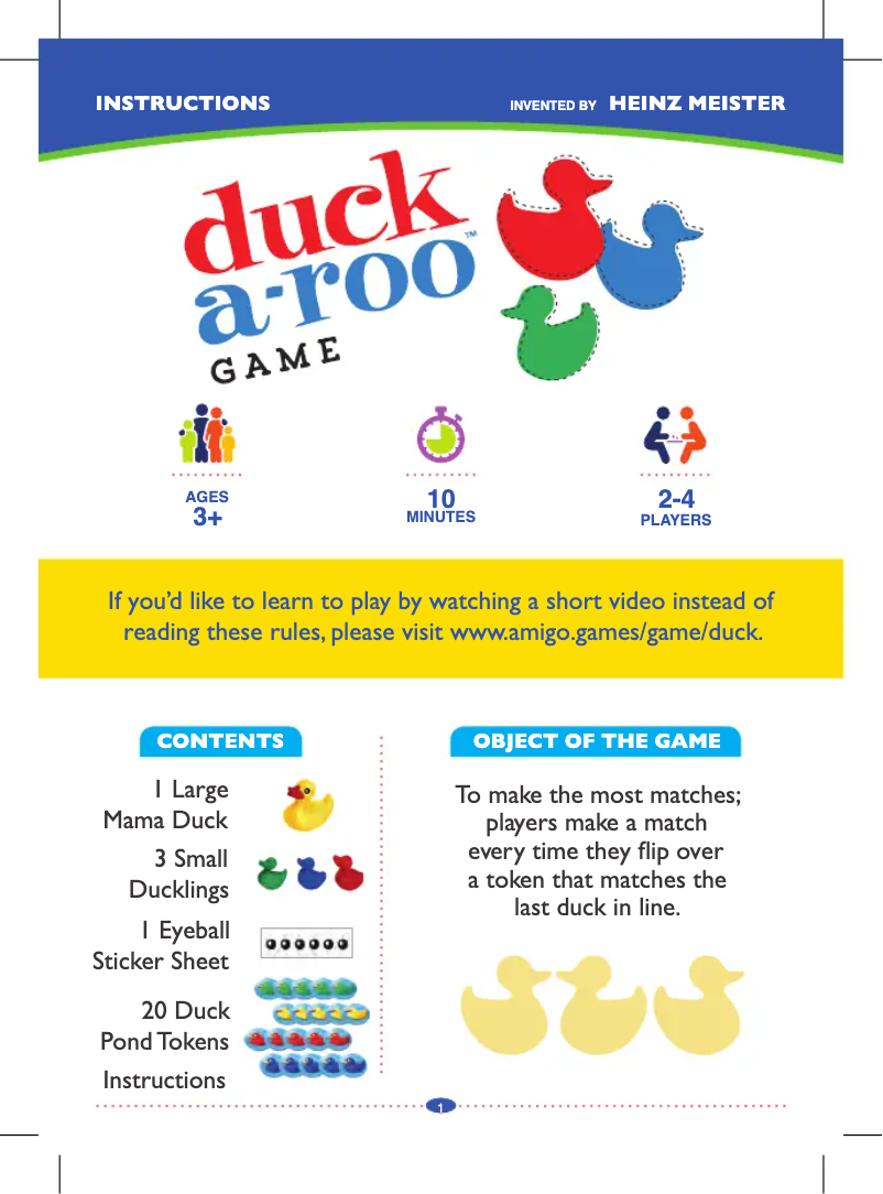 Image de la première page du manuel de l'appareil Duck-A-Roo!