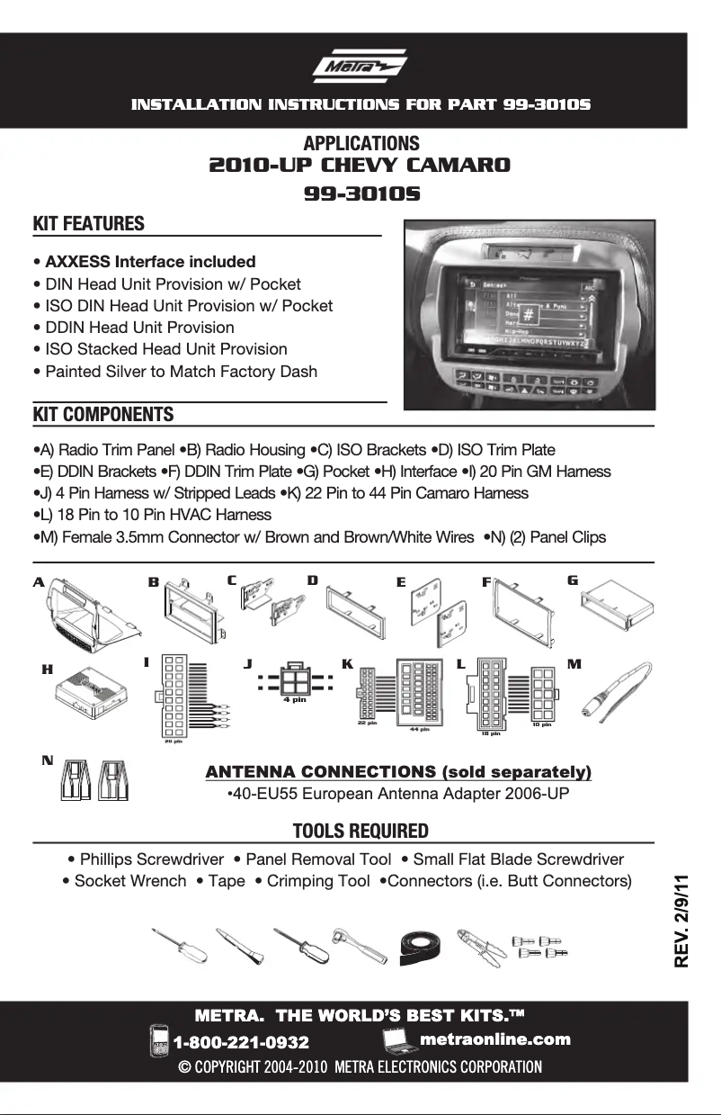Page n°1 - Manuel utilisateur Metra 99-3010S