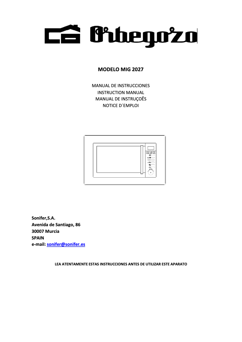 Image de la première page du manuel de l'appareil MIG 2027