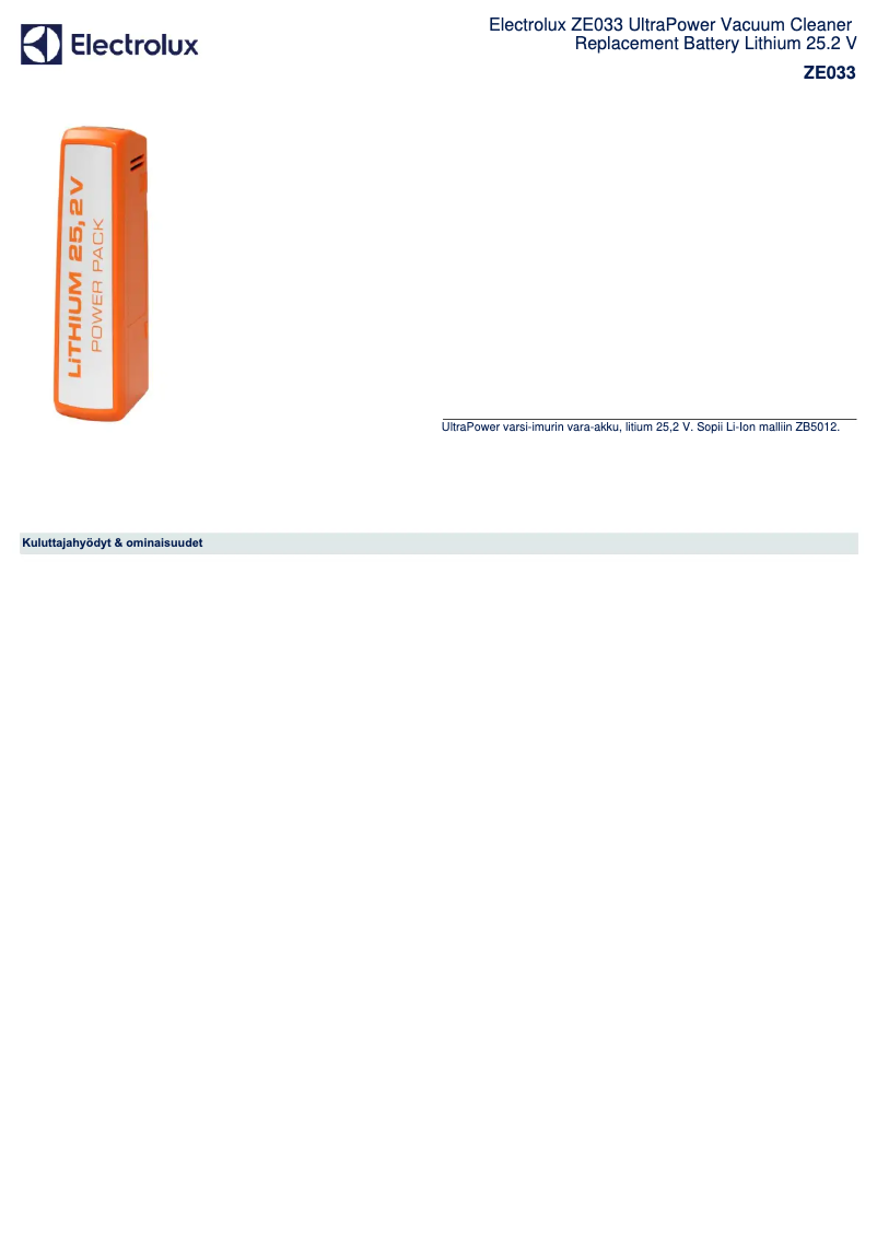 Página 1 del manual Folleto Electrolux ZE033